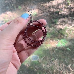 Opaque purple beaded hoop earrings